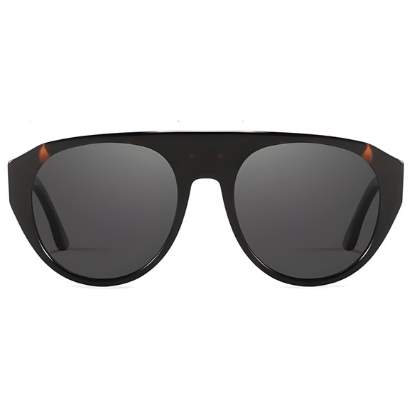 Modern Flat Top Tortoise Frame Dark Lens Oversized Polarized Sunglasses - Picture 3 of 4